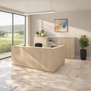 Banque d'accueil d'angle Delta Plus - Mobel Linea - 244, Droite, Acacia clair_0