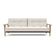 Canapé-lit design Innovation Living Splitback Frej - Convertible 115x210 cm - Accoudoirs bois - Tissu bouclé Off White_4