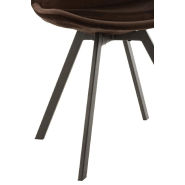 Chaise design RATRI - tissu marron foncé, pieds métal noir - confortable et robuste_4