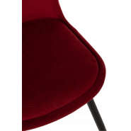 Chaise Helena Bordeaux - Métal laqué noir et tissu velours pour salle à manger_4