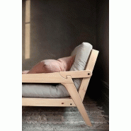 Canapé convertible futon GRAB - Pin naturel - Coloris noir - Couchage 130 x 190 cm - Style scandinave_4