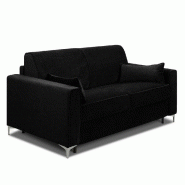 Canapé convertible express Jackson 140cm - sommier lattes bois - velours noir - matelas 16cm Excellence literie_4