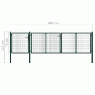 Vidaxl portail de jardin acier 400 x 75 cm vert 144310_4