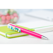 Stylo à bille twist en plastique - large clip personnalisable - encre bleue - couleur fuchsia_4