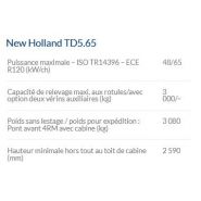 Tracteur agricole TD5.65 - New Holland - Puissance maxi 48/65 kW/Ch - Cabine VisionView™ et inverseur hydraulique_4