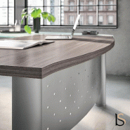 Bureau de direction X time Next avec retour convivialité en verre - Quadrifoglio - 219, Noyer canaletto, Droite_4