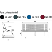 Banc public Santiago en tôle perforée 15/10e - longueur 200 cm - 2 modèles disponibles - à poser ou à sceller_4