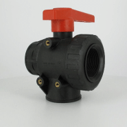 Vanne à bille PP 3 voies - Sortie Femelle 2