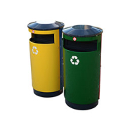 Corbeille tri sélectif 2 x 40 L en acier galvanisé avec serrure automatique - PALLADIUM_4