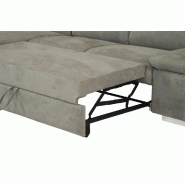 Canapé d'angle convertible gauche avec coffre de rangement - Panama tissu façon nubuck gris - couchage 140x200 cm_4