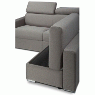 Canapé d'angle Sidney Compact Express - Sommier à lattes avec chauffeuse coffre - Tweed gris silex - Matelas 16 cm_4