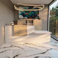 Banque d'accueil Design & Ergonomique : La solution idéale pour Cabinets Médicaux - 242, Blanc, Droite, Non, Acacia clair_4