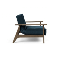 Fauteuil design convertible lit Splitback Frej - Argus Navy Blue - Innovation Living - Accoudoirs Chêne Fumé - 90x115 cm_4