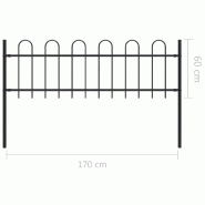 Vidaxl clôture de jardin avec dessus en cerceau acier 1,7 m noir 144928_4