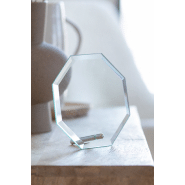 Trophée octogonal en verre transparent avec support - livré avec boîte cadeau noire_4