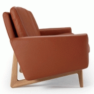 Canapé 3 places design scandinave EGSMARK - piétement en chêne verni - cuir cognac - dimensions L216 x H76 x P76 cm_4