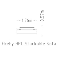 Sofa public Ekeby HPL - 8101557 - Hags - empilable et beige/svart - 1760 mm de long_4