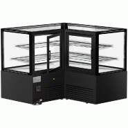 Vitrine réfrigérée d'angle pour pâtisserie MADRID - 1500 mm - 2 étagères - Noir_4