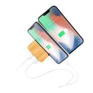 Power bank en bambou - Batterie 5000 mAh - Chargeur rapide sans fil 15W - Support mobile intégré_4