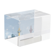 Bloc prisme en verre - transparent - livré dans boîte cadeau bleue - 583,33 g_4