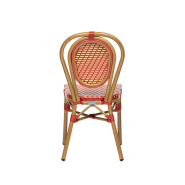 Chaise de terrasse authentique - Louvre - résistante, légère et design avec tressage rouge et beige_4