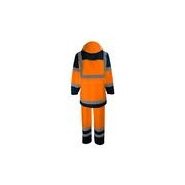 Complet de pluie haute visibilité - manteau + pantalon en polyester enduit PU avec bandes rétro-réfléchissantes_4