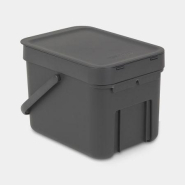 Petite poubelle à compost avec sacs compostables inclus - Volume XS de 6 Litres - Brabantia Sort & Go - Grey_4