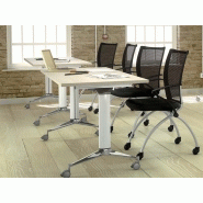 Chaise de collectivité à roulettes Siri - assise rabattable - tissu et résille - structure finition argentée_4