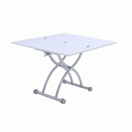 Table basse relevable extensible Hirondelle compacte laquée blanc - 100 x 57/114 cm - Design et gain de place_4