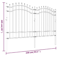 Vidaxl clôture de jardin avec sommet de lance noir 165 cm 151081_4