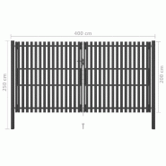 Vidaxl portail de clôture de jardin acier 4x2,5 m anthracite 146338_4