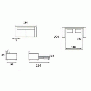 Canapé convertible scandinave 140cm - matelas 16cm - système express - sommier à lattes Renatonisi - tissu tweed jaune_4