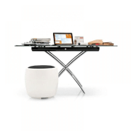 Table basse relevable et extensible Magic-J - Verre noir - Piétement chromé - Réglable en 7 hauteurs_4