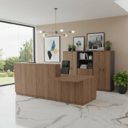 Banque d'accueil monocolore avec PMR Delta - Droite, Acacia foncé, 282_0