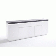 Buffet Atlantic City - 5 portes, 2 tiroirs, blanc laqué mat avec plateau imitation béton - L200 x H80 x P40_4