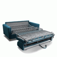 Canapé MEZZANO convertible express - Matelas 16 cm - Sommier métal 140 cm - Tissu tweed bleu pétrole - Design scandinave_4