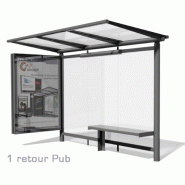 Abri bus evolution / structure en acier / bardage en verre securit / avec banquette 350 x 155 cm
