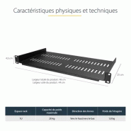 ÀÉtagère Rack Serveur 1U - Plateau Cantilever Universel Ventilé pour Armoire d'àÉquipement Réseau 19