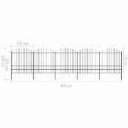 Vidaxl clôture de jardin à dessus en lance acier (1,75-2)x8,5 m noir 277752_4
