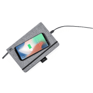 Porte-documents avec chargeur rapide sans fil intégré 10W - Bloc-notes A5 en polyester RPET avec 80 feuilles_4