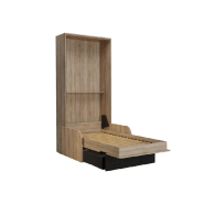 Lit escamotable style industriel KEY SOFA - Avec accoudoirs chêne, canapé avec tiroirs anthracite, couchage 90x200 cm_4