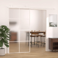 Vidaxl porte coulissante verre esg dépoli aluminium 102,5x205 cm blanc 151677_4