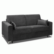 Canapé convertible express Jackson 120cm - sommier à lattes - tweed gris graphite - matelas 16 cm mousse haute résilience_4