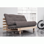 Canapé convertible futon ROOTS - Pin naturel - Coloris gray - Couchage 140x200 cm - Design japonais et scandinave_4