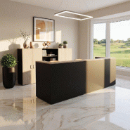 Banque d'accueil Delta First bicolore 2 personnes - Mobel Linea - 364, Noir / acacia clair_0