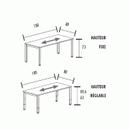 Bureau individuel avec retour So Vicar réglable en hauteur_4
