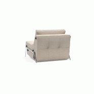 Fauteuil design convertible Innovation Living Cubed 02 - 90x200 cm - Tissu Blida gris sable - Pieds alu_4