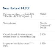 Tracteur agricole T4.90F - New Holland - 63/86 kW/Ch - Cabine VisionView™, moteur FPT Industrial F5C Tier 4A_4