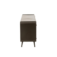 Buffet Tazzy - 2 portes quadrillées et 3 tiroirs en bois massif avec structure et piétement en métal_4