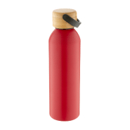 Bouteille en aluminium - 600 ml - Couvercle en bambou - Couleur rouge_4